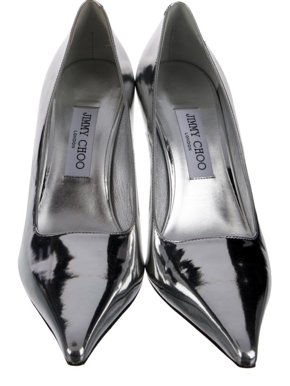 Jimmy Choo Metallic Silver Pointed Toe Pumps